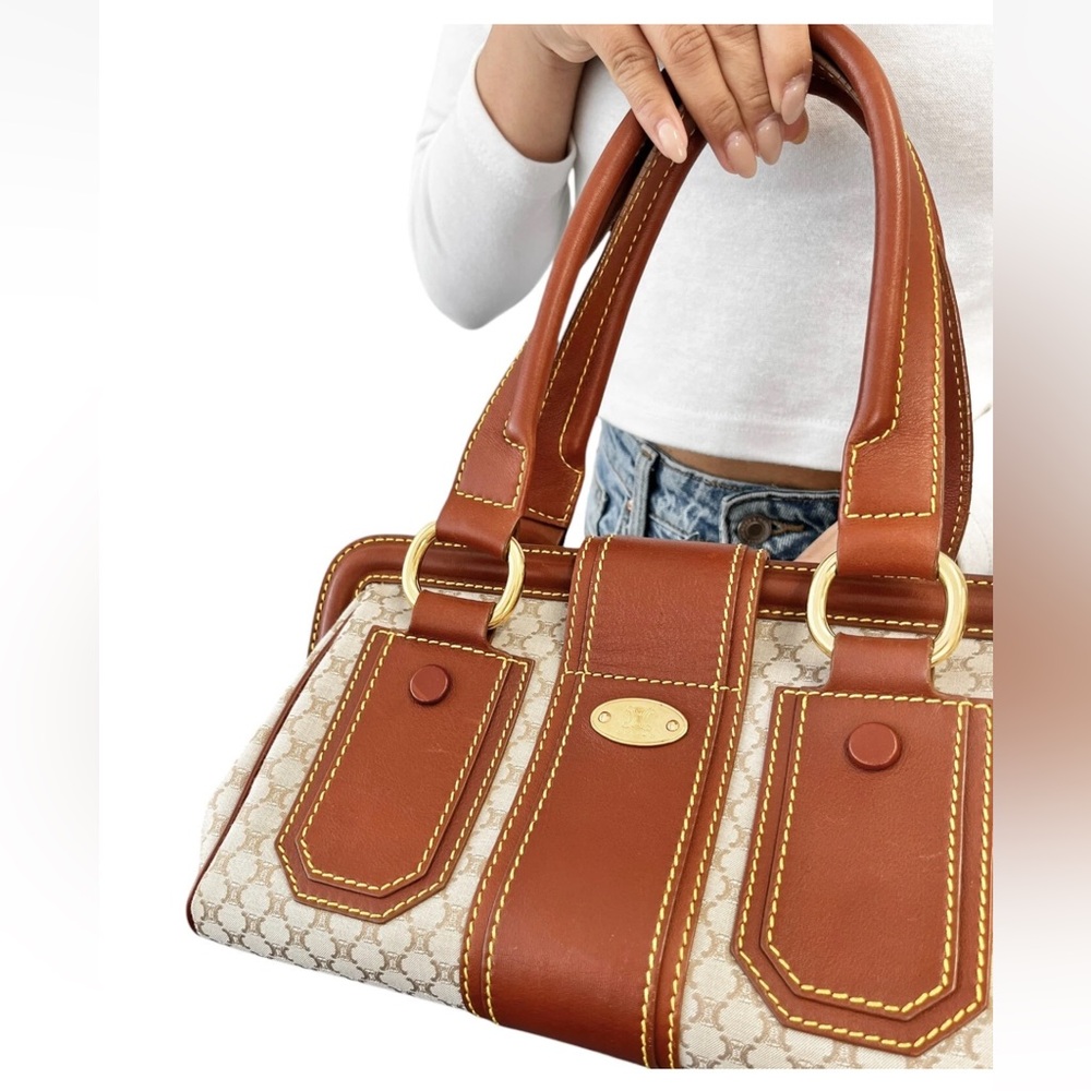 CELINE Vintage Macadam Canvas & Leather Satchel Doctor Bag, Stunning Condition - Picture 4 of 14